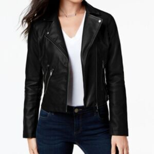 Coffeeshop Juniors' Faux Leather Moto Jacket Sz S